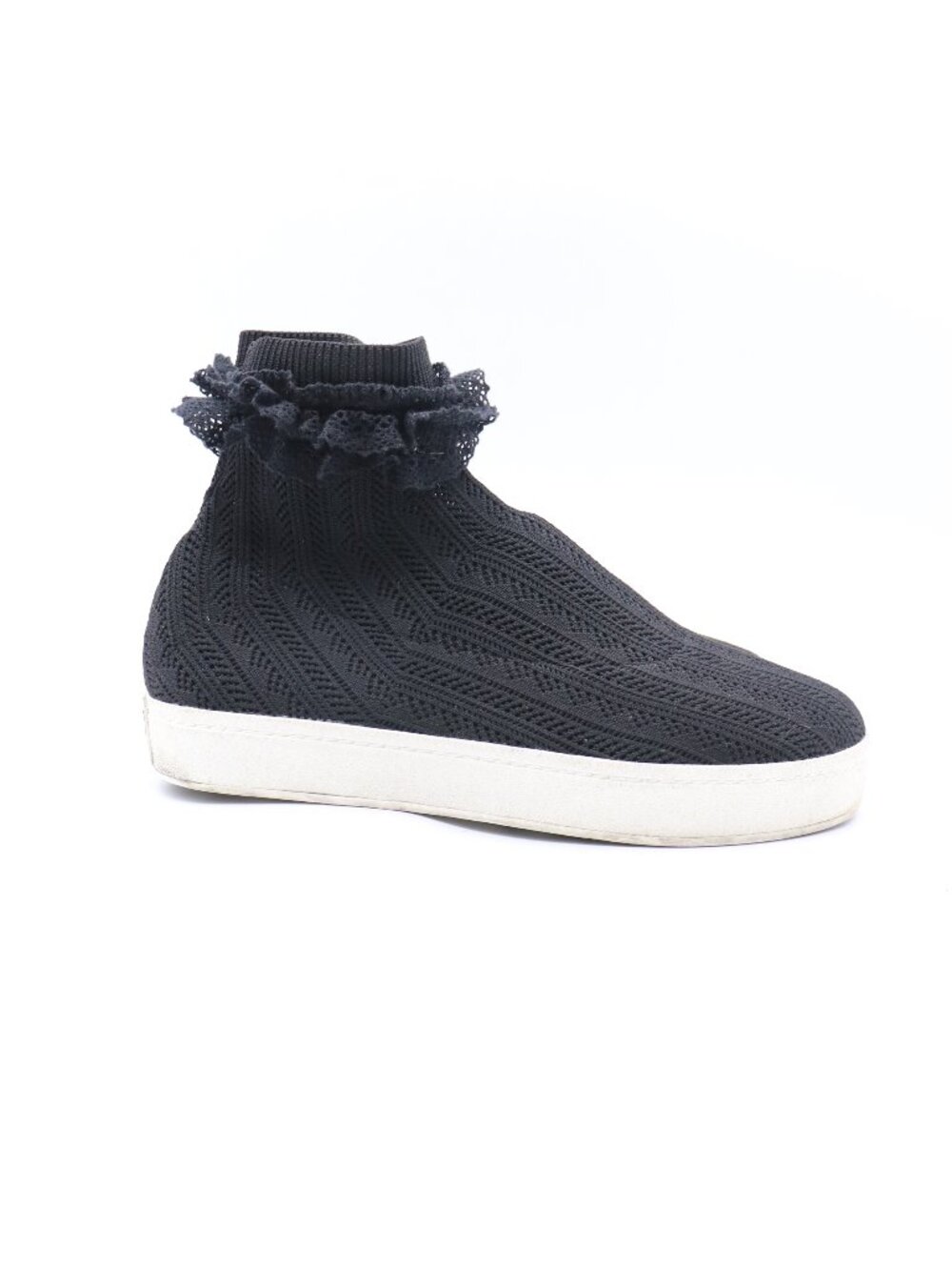 Opening Ceremony Women's EU 39 Bobby Ruffled Knit Sock Sneakers Black Platform
